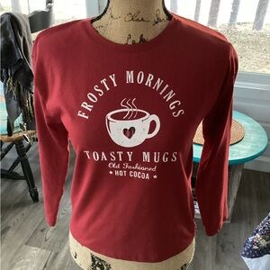 ☕️ Frosty Mornings Toasty Mugs Red Graphic Long Sleeve Tee